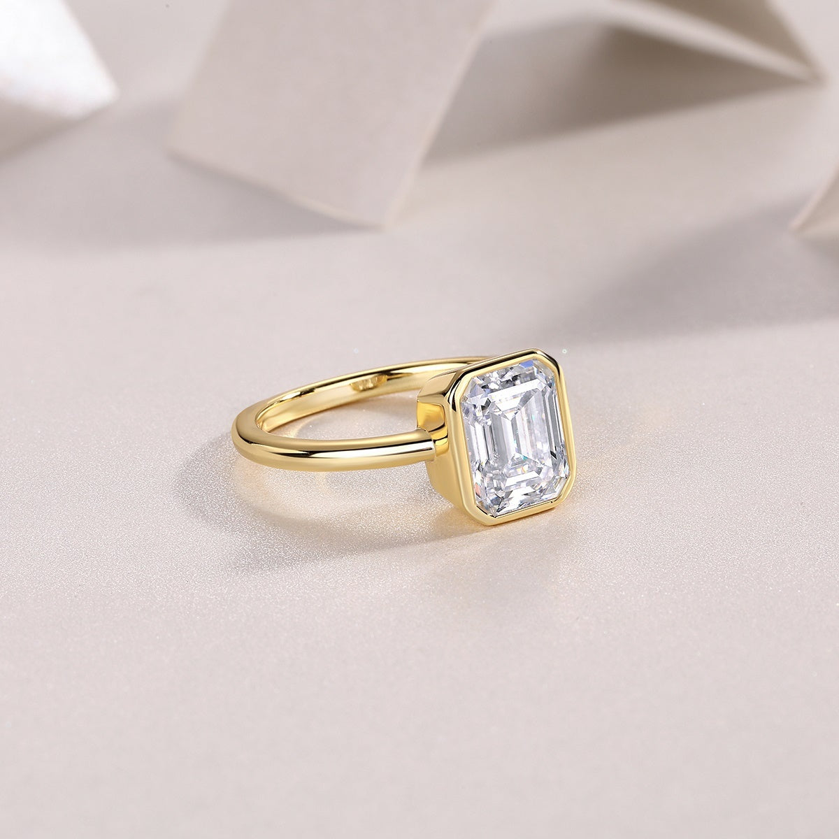 "Pagoda" High-Profile Moissanite Ring – S925 Sterling Silver with Gold Plating | Unique Architectural Setting Statement Jewelry