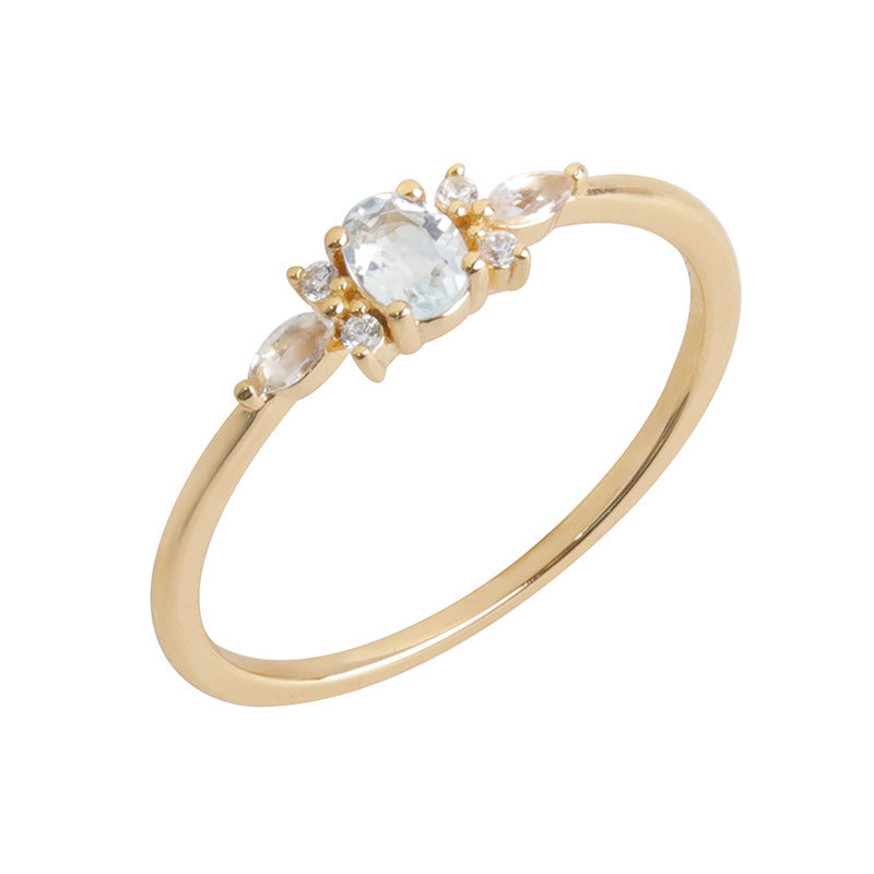 Women's S925 Sterling Silver Ring with Sky Blue Gemstone – Elegant Solitaire Design | Hypoallergenic, Tarnish-Resistant, Adjustable Fit