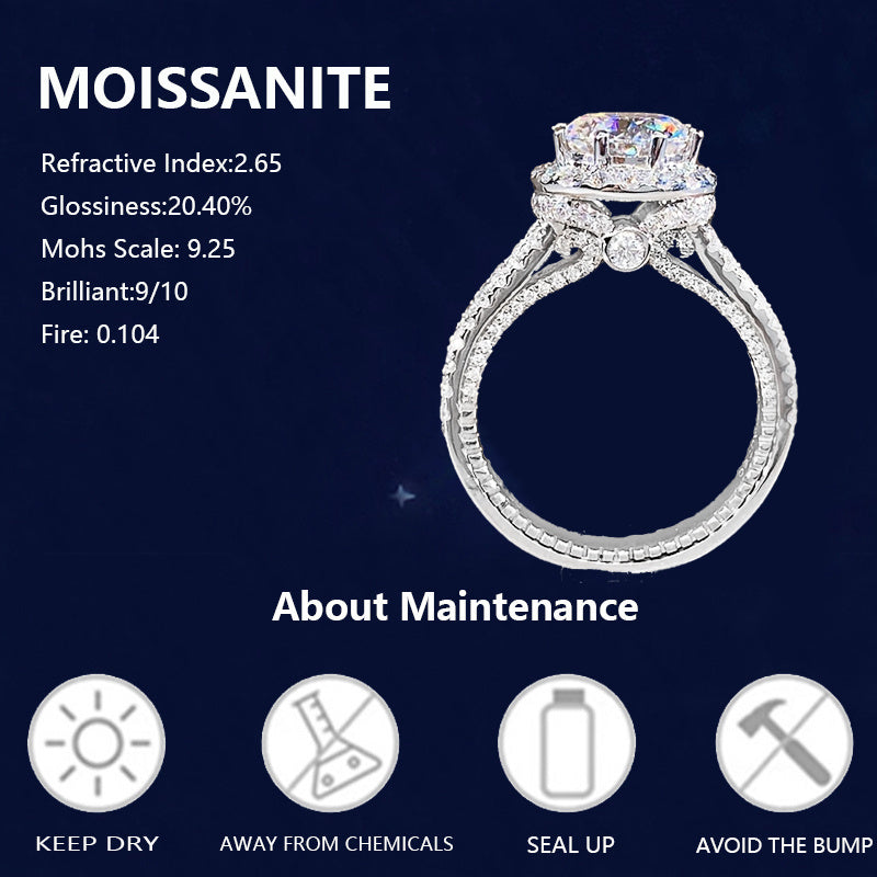 Substantial 2.0 Carat Moissanite Solitaire Ring | 925 Sterling Silver Engagement Band