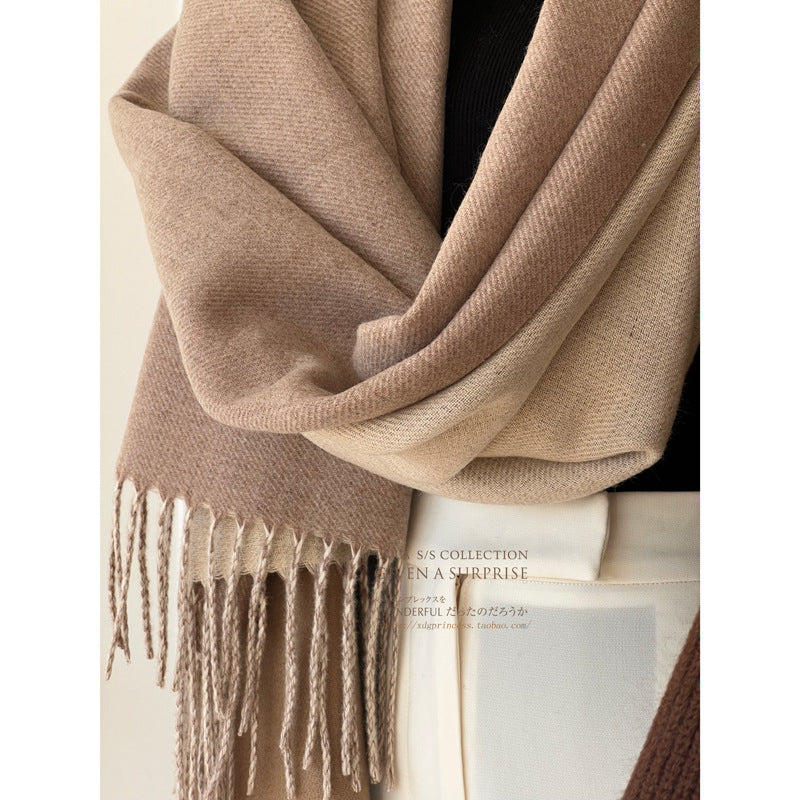Luxury Reversible Artificial Australian Wool Scarf – Soft Cashmere-Feel Winter Shawl & Wrap | Thick Double-Sided Two-Tone Blanket Scarf