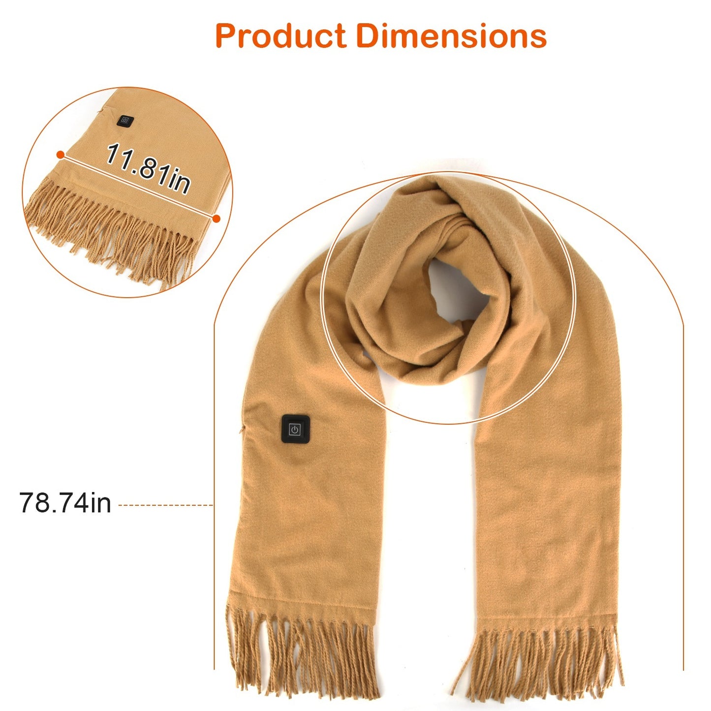Smart USB Electric Heated Scarf – Unisex Thermal Neck Warmer with 3 Temperature Settings | Soft Fleece Winter Wrap for Skiing & Commuting