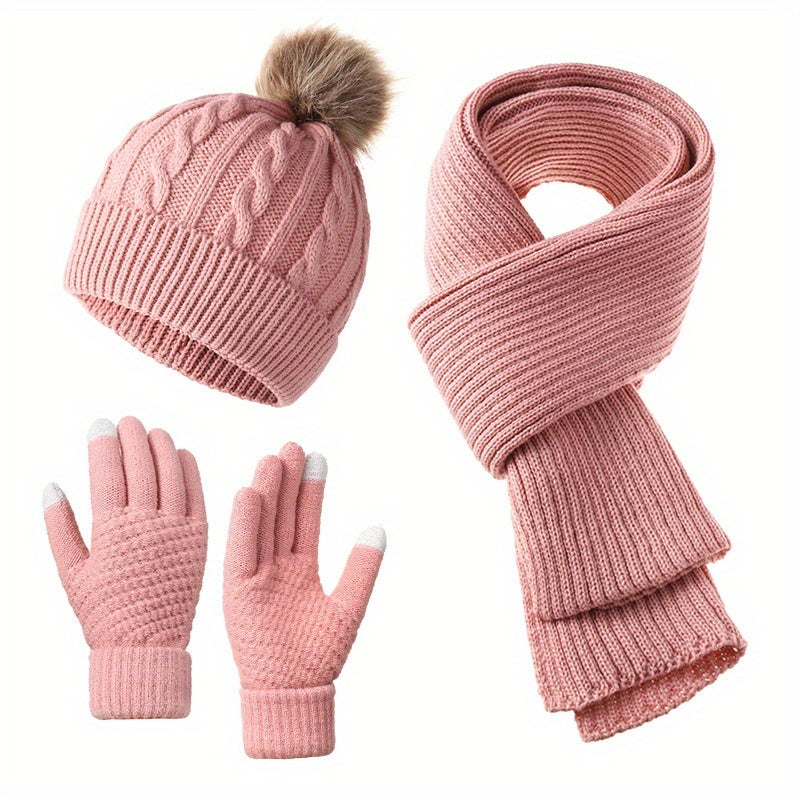 3-in-1 Winter Hat, Scarf, and Glove Set – Elegant, Cold-Proof, Breathable Outfit with Face Protection | Machine Washable Low-Cost Set