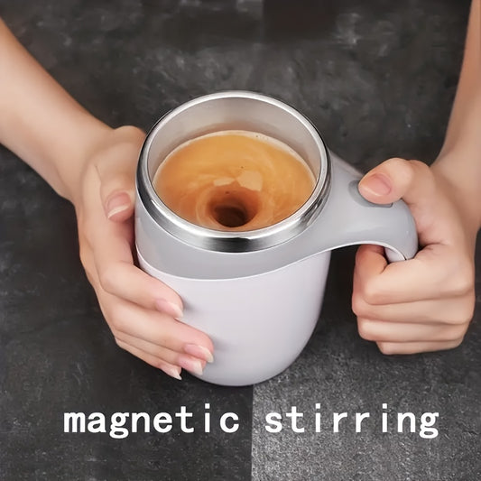Automatic Self-Stirring Coffee Mug – Large Capacity Magnetic Mixing Cup | Portable Stainless Steel Travel Tumbler (Battery Operated)