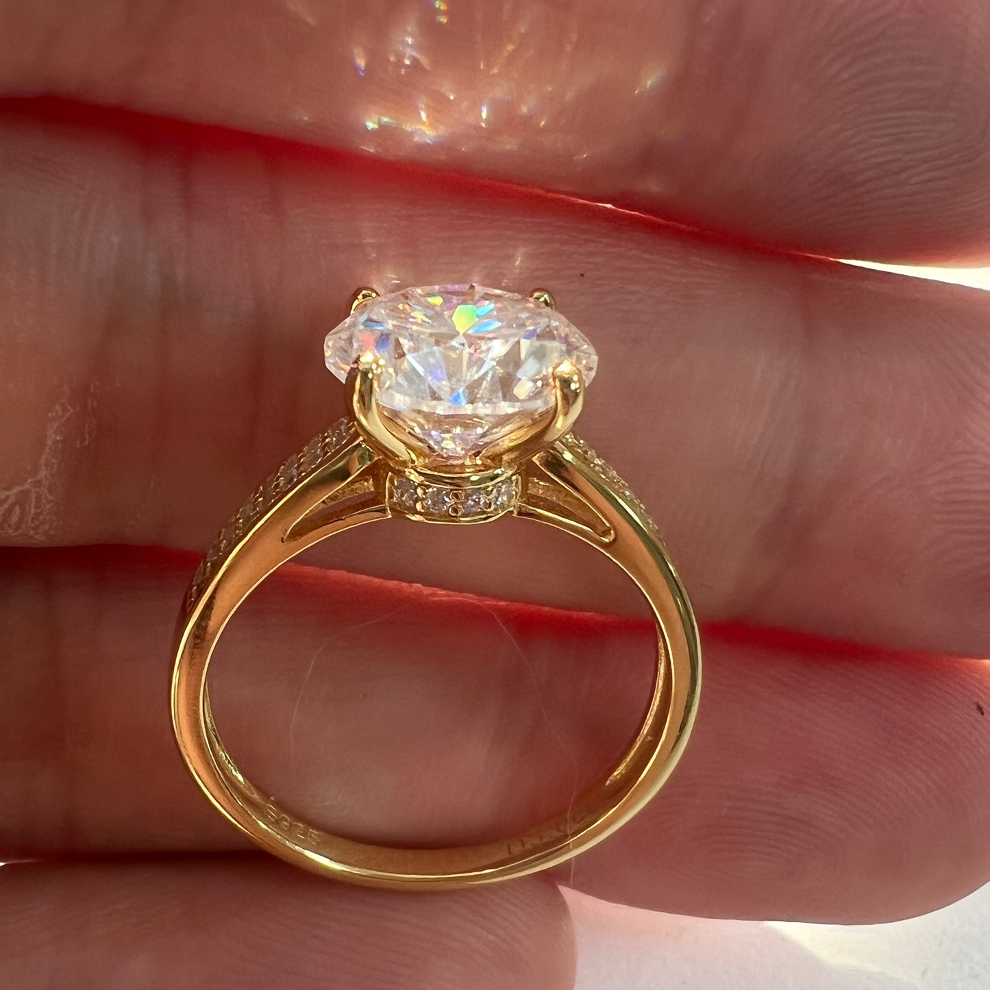 Spectacular 3.0 Carat Moissanite Solitaire Ring | 18k Gold Plated 925 Sterling Silver | Unisex Statement Design