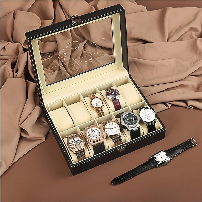 Portable 12-Slot Dual-Layer Watch & Jewelry Display Box – Premium PU Leather Storage Case | Elegant Gift for Christmas, Halloween & Special Occasions