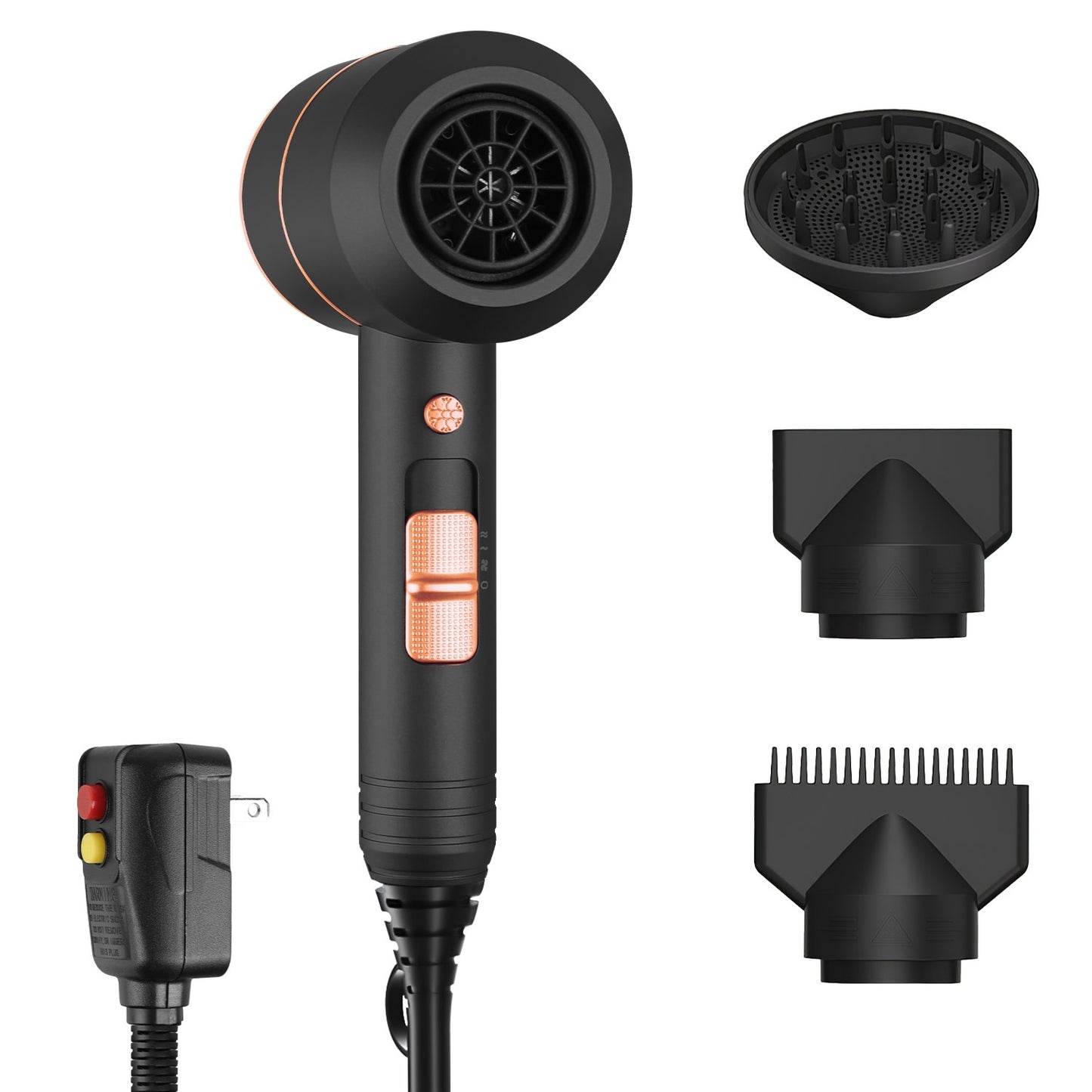 1800W Professional Compact Hair Dryer – Fast Drying Blow Dryer with Diffuser, Concentrator & Comb | 3 Heat Settings & ALCI Safety Plug