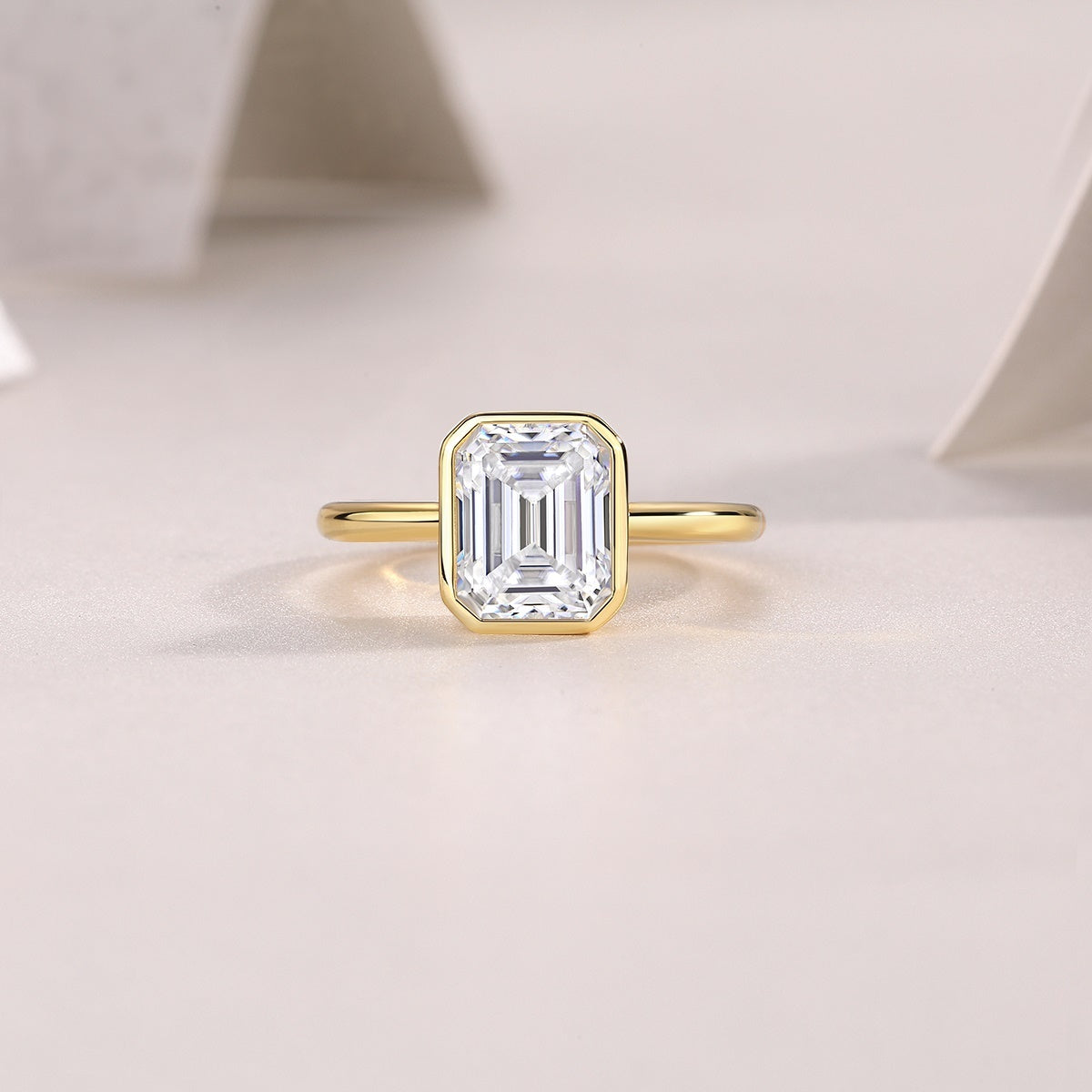 "Pagoda" High-Profile Moissanite Ring – S925 Sterling Silver with Gold Plating | Unique Architectural Setting Statement Jewelry