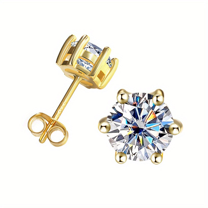 Classic 1 ,2 or 3 Carat Cubic Zirconia Stud Earrings – S925 Sterling Silver Prong Setting | Hypoallergenic Unisex Fashion Jewelry